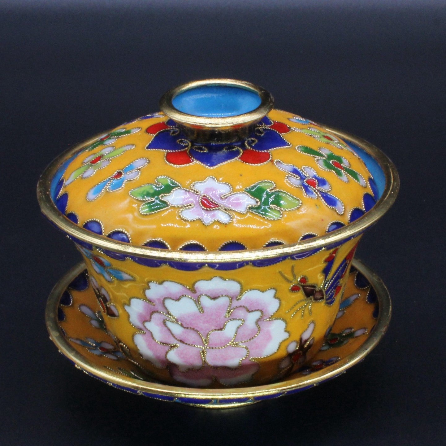 Chinese Cloisonné|Tea Bowl with Lid (Gaiwan)