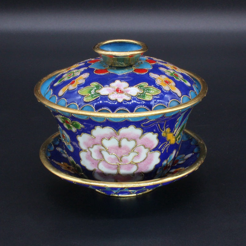 Chinese Cloisonné|Tea Bowl with Lid (Gaiwan)