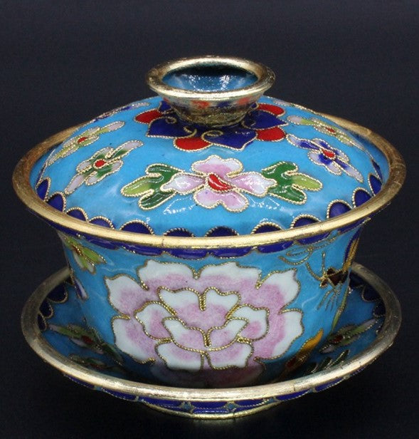 Chinese Cloisonné|Tea Bowl with Lid (Gaiwan)